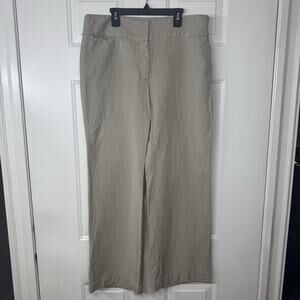 Eileen Fisher Pants Womens Khaki Pull On Stretch Comfort Flat Front Size 12